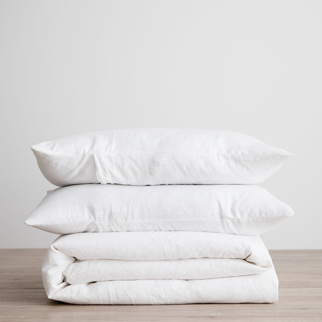 Linen Fitted Sheet - White- CULTIVER- USA