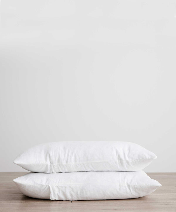 Set of 2 Linen Pillowcases - White