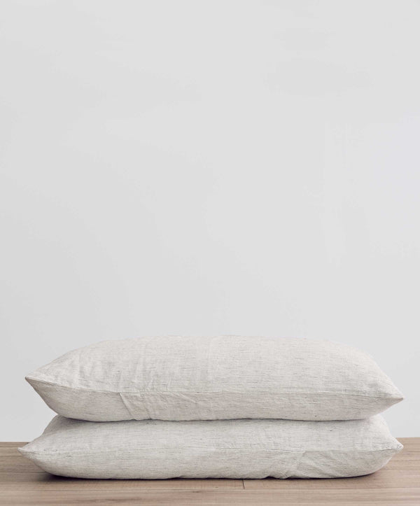 Set of 2 Linen Pillowcases - Pinstripe