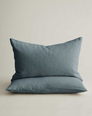 Set of 2 Linen Pillowcases - Bluestone