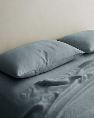 Set of 2 Linen Pillowcases - Bluestone