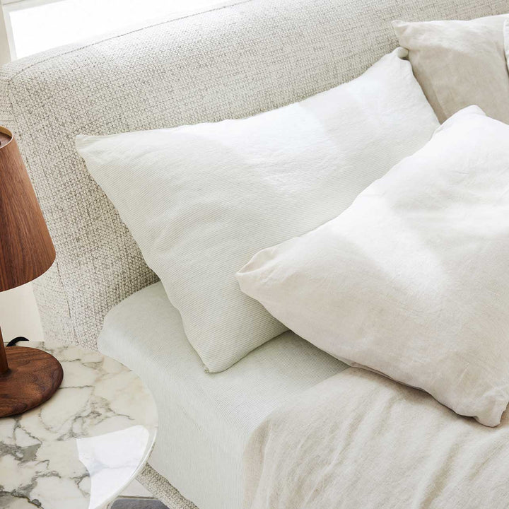 Set of 2 Linen Pillowcases - Fern Stripe