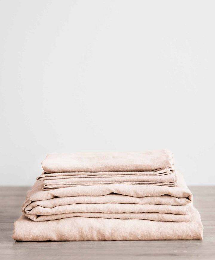 Linen Sheet Set With Pillowcases - Blush