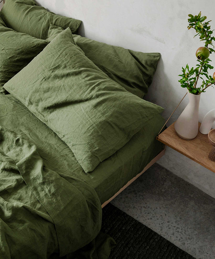 Linen Fitted Sheet - Forest