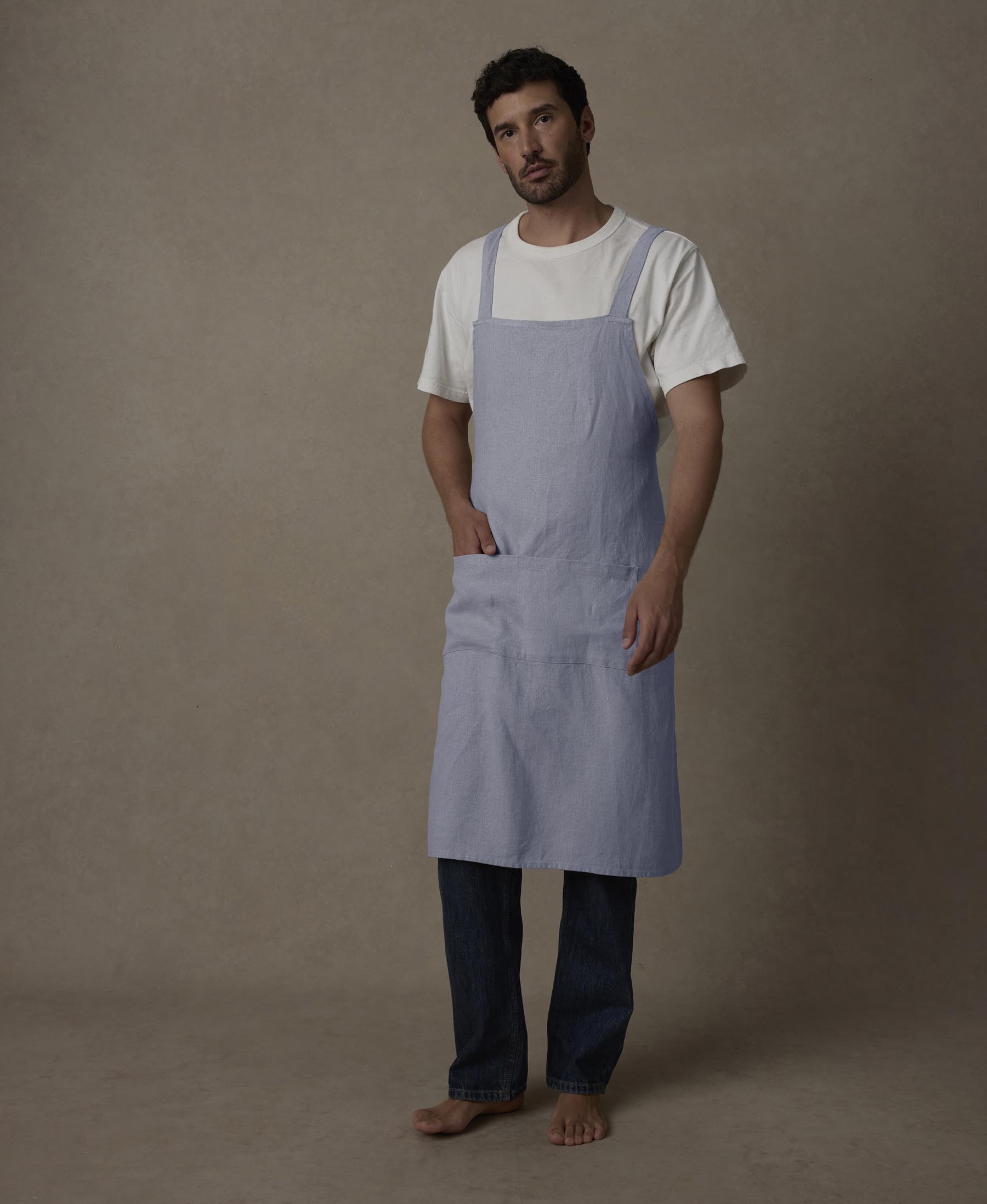Jude Linen Apron - Steel Blue | CULTIVER - USA