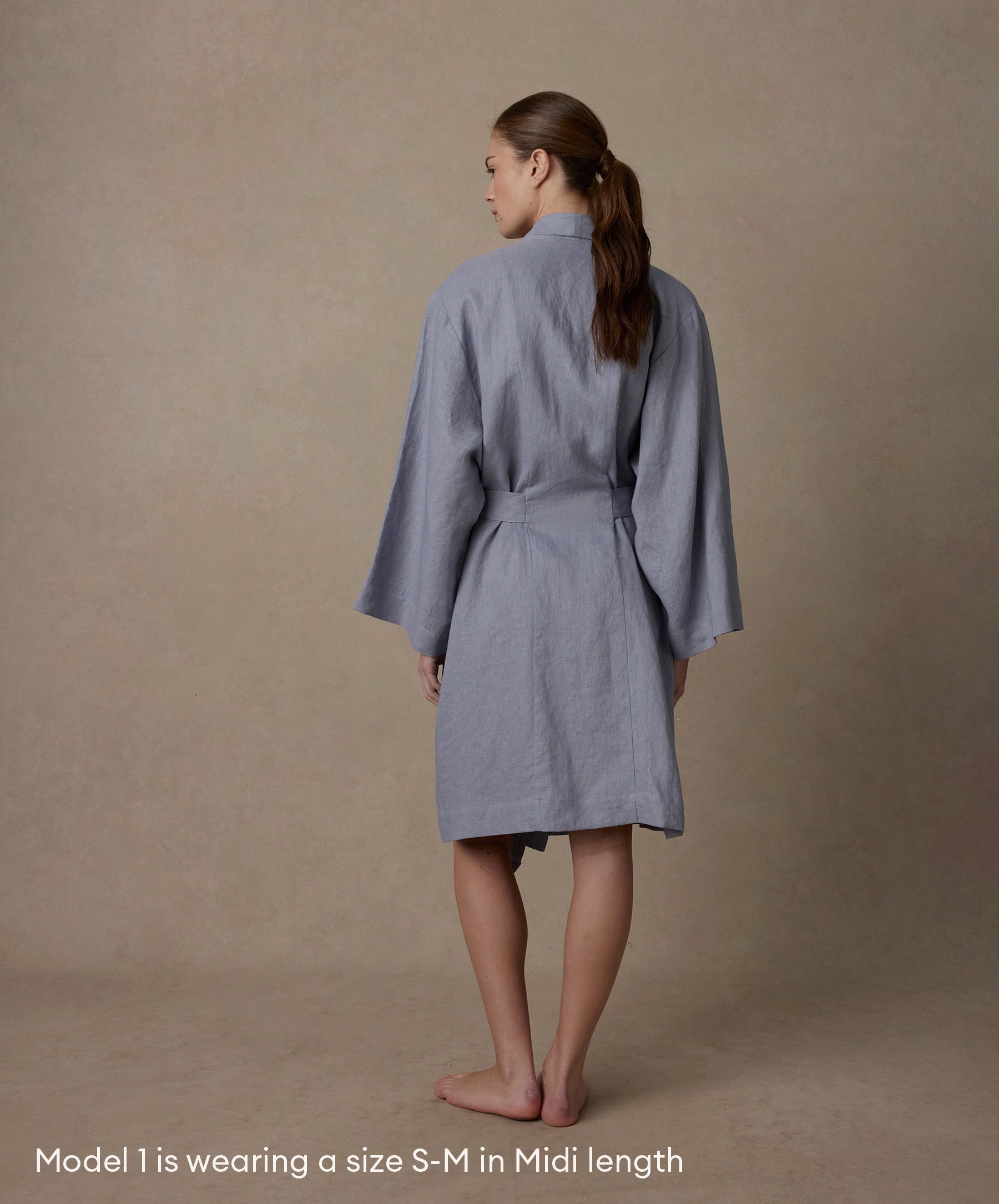 Blue Patterned Robe Linen Robe Edition II - Steel Blue | CULTIVER - USA
