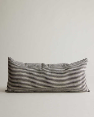 Cultiver Mira Ellis Stripe lumbar cushion cover with blue and white stripe design, made from soft fabric for stylish comfort.