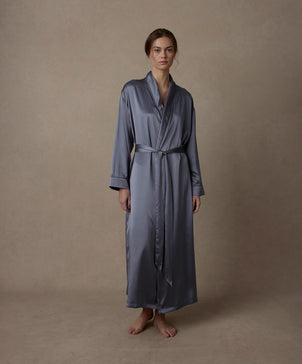 Silk Robe - Steel Blue