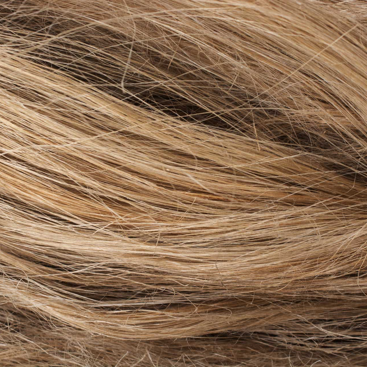 Close-up of light brown or blonde hair strands with varying shades and natural texture, creating a layered and slightly wavy appearance.