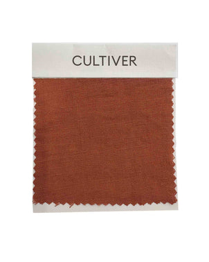 Complimentary CULTIVER Sienna Swatch Card showing fabric color and texture sample for the Sienna product line.