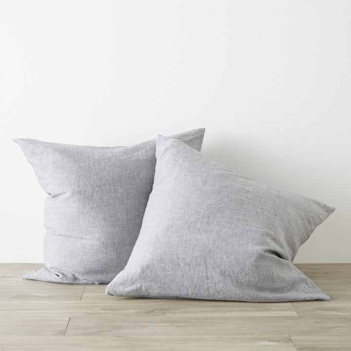 Set of 2 Linen Euro Pillowcases - Ash