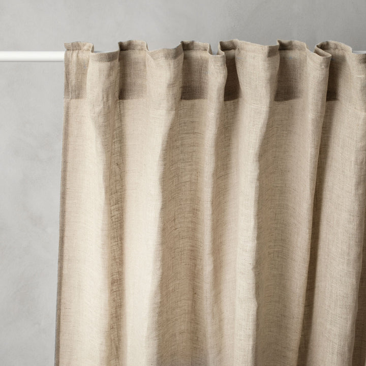 Linen Curtain - Natural hangs on railing