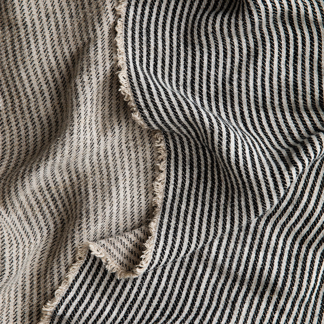A close up of the Mira Linen Throw in Ellis Stripe