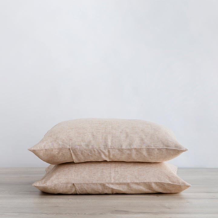 Set of 2 pillowcases in Cinnamon stacked