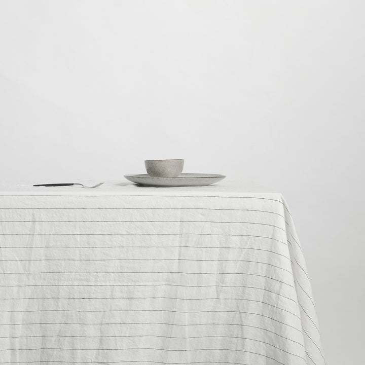 Linen Tablecloth in Pencil Stripe