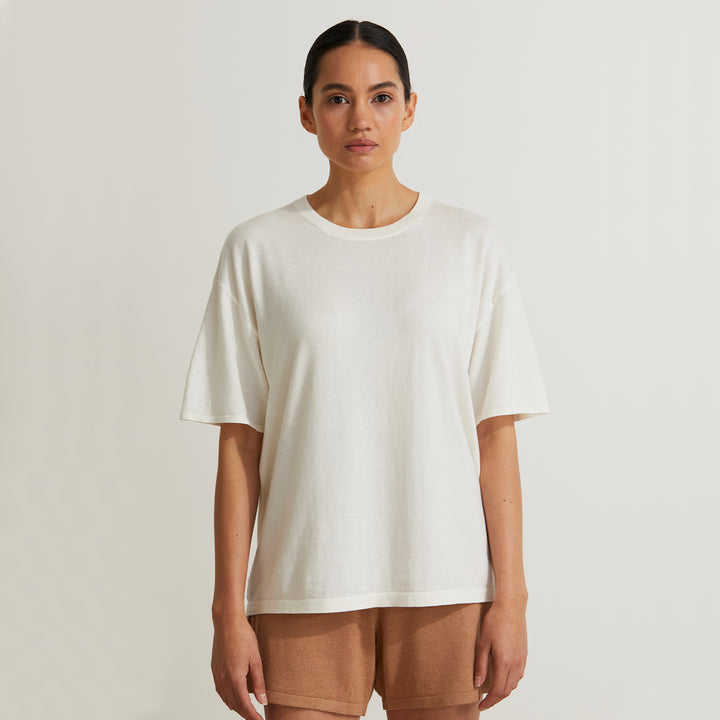 Annika Knitted Tee in White