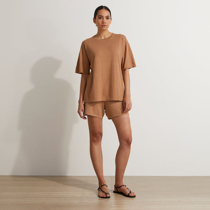 Annika Knitted Tee in Camel