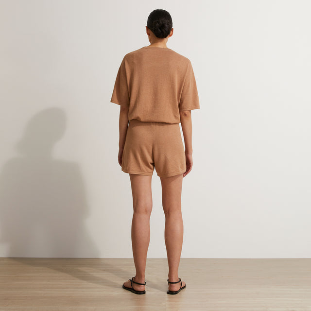 Annika Knitted Shorts in Camel