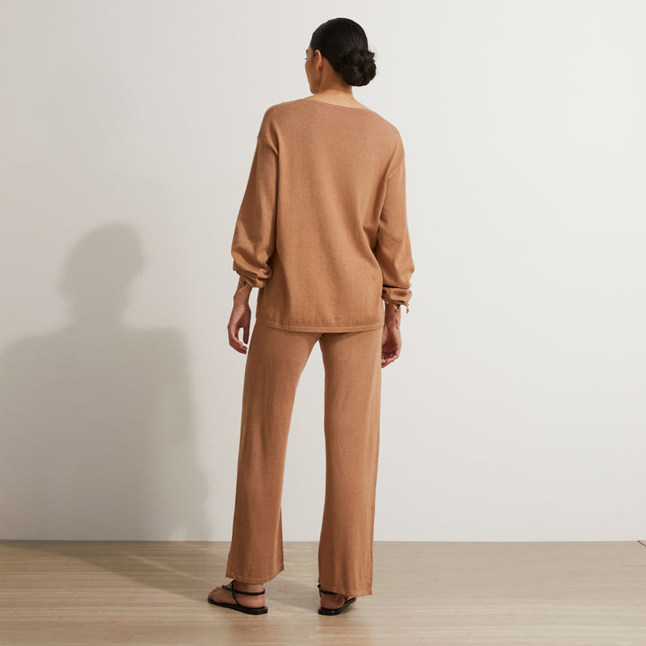 Ada Long Sleeve Knitted Top in Camel