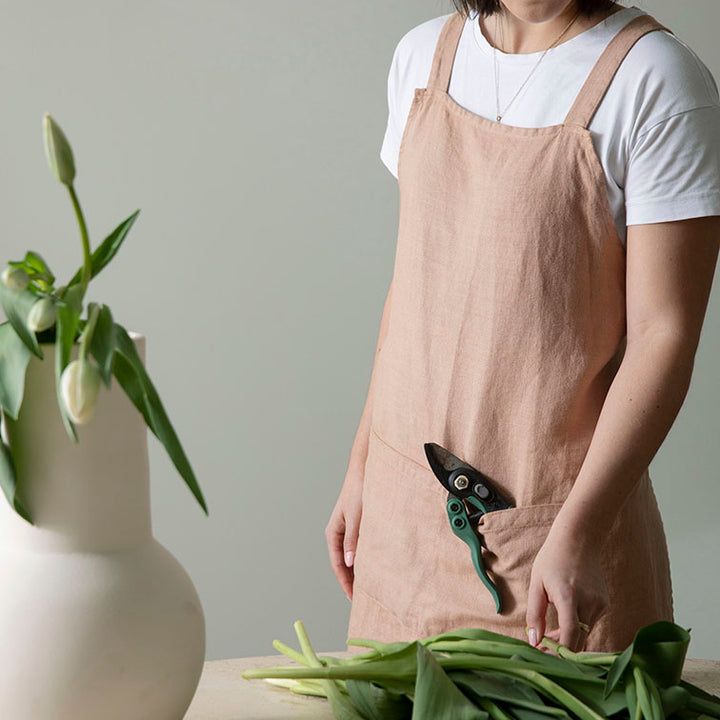 fawn apron on person