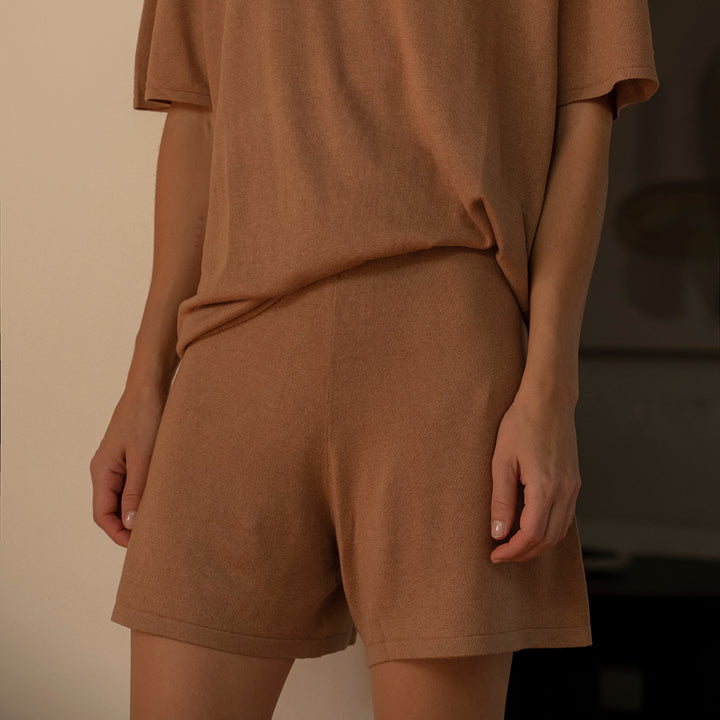 Annika Knitted Tee in Camel