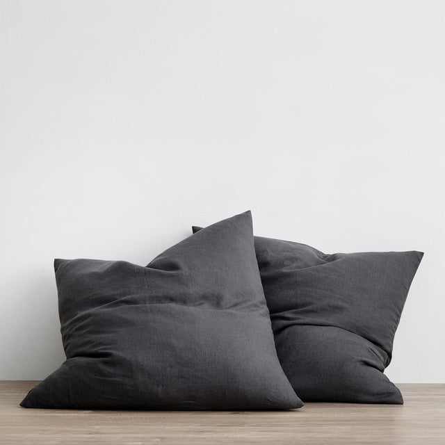 Set of 2 Linen Euro Pillowcases - Slate