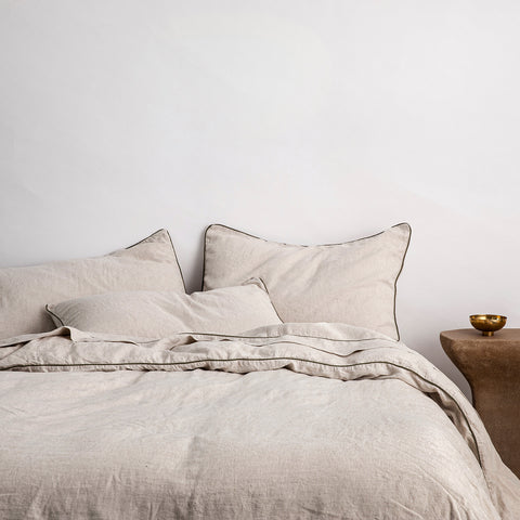 Piped Linen Sheet Set with Pillowcases