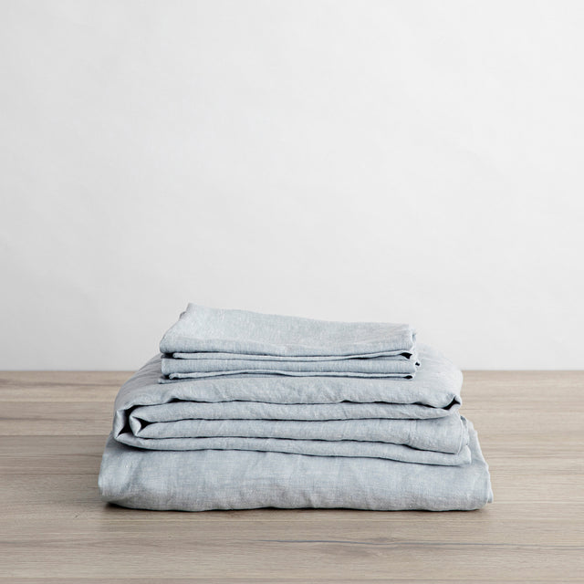 Linen Sheet Set With Pillowcases - Sky