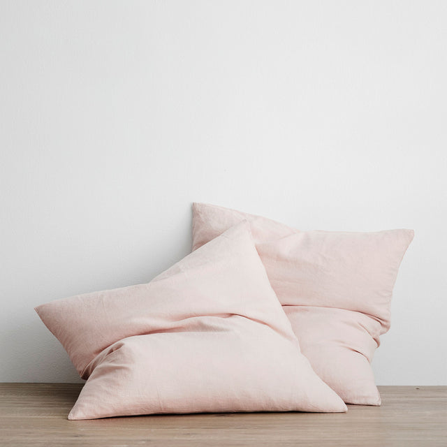 Set of 2 Linen Euro Pillowcases - Blush