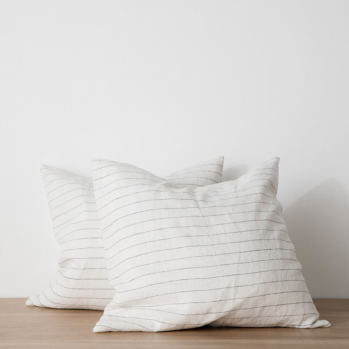 Set of 2 Linen Euro Pillowcases - Pencil Stripe