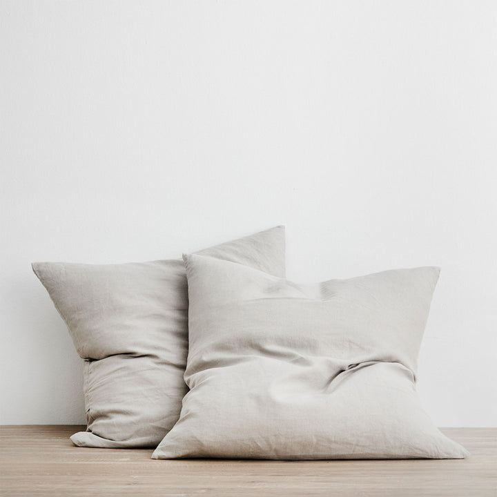 Set of 2 Linen Euro Pillowcases - Smoke Gray