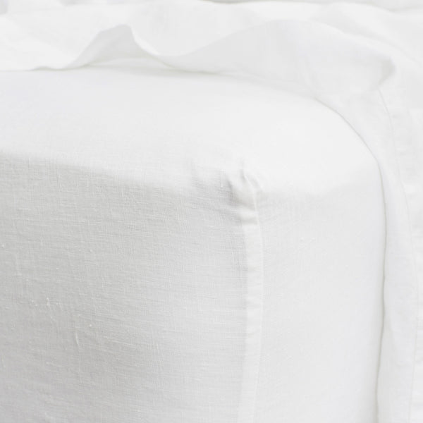 Linen Fitted Sheet - White- CULTIVER- USA