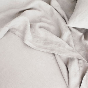 Linen Flat Sheet with Border in Smoke Gray