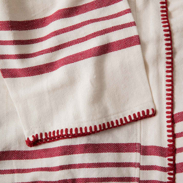 Close up of the Marais Robe in Ecru/Bordeaux