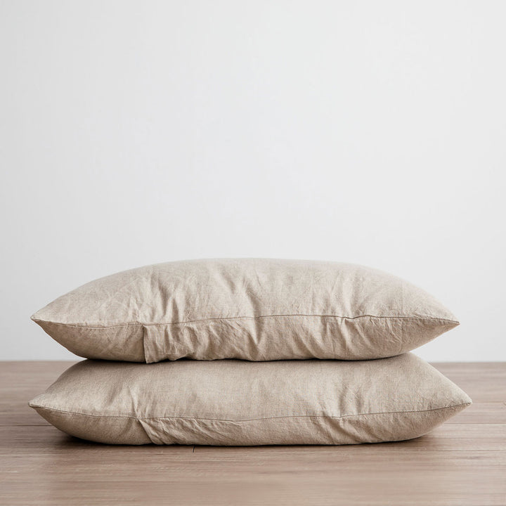 Stack of 2 Linen Pillowcases in Natural