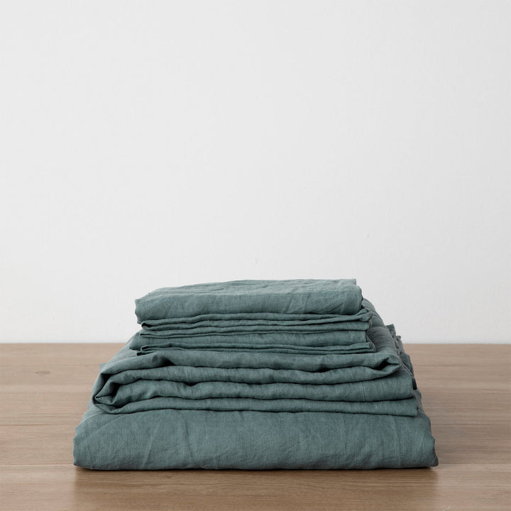 Linen Sheet Set with Pillowcases - Bluestone