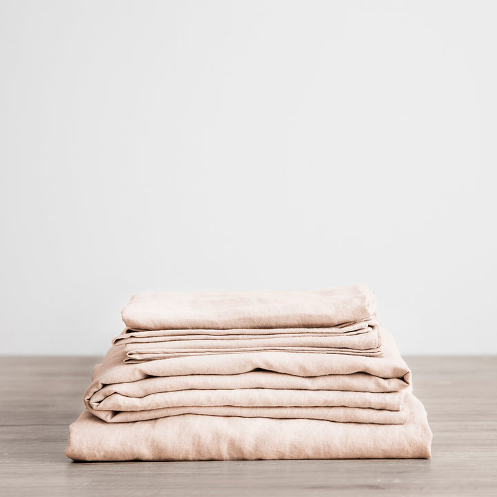 Linen Sheet Set with Pillowcases - Blush