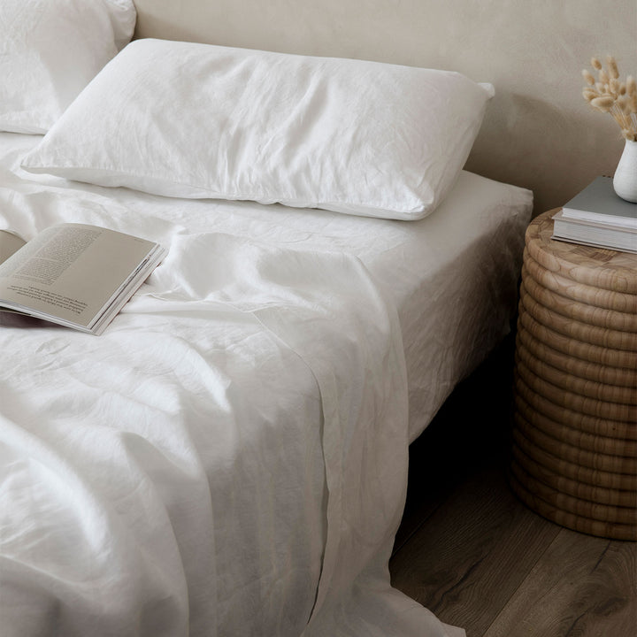 Linen Sheet Set With Pillowcases - White- CULTIVER- USA