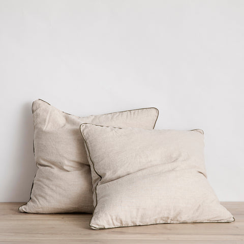 Set of 2 Piped Linen Euro Pillowcases